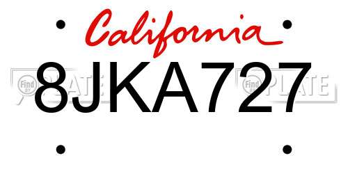 8JKA727 California License Plate
