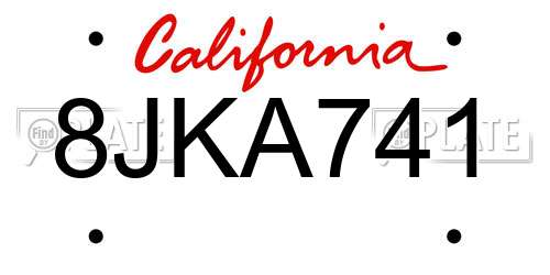 8JKA741 California License Plate