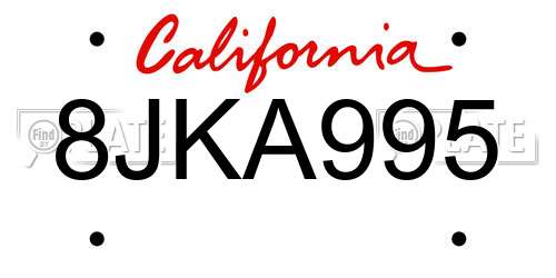 8JKA995 California License Plate