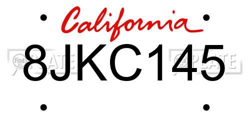 8JKC145 California License Plate