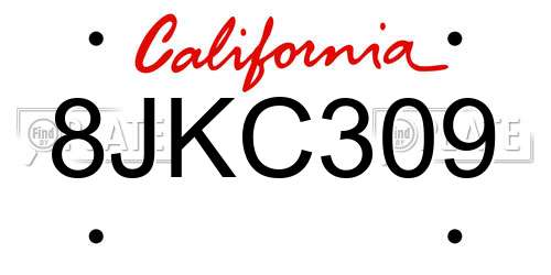 8JKC309 California License Plate