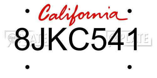 8JKC541 California License Plate