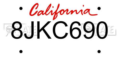 8JKC690 California License Plate