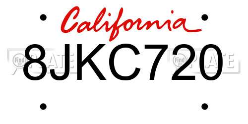 8JKC720 California License Plate
