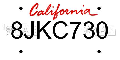 8JKC730 California License Plate