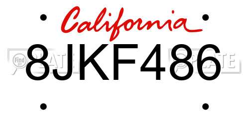 8JKF486 California License Plate