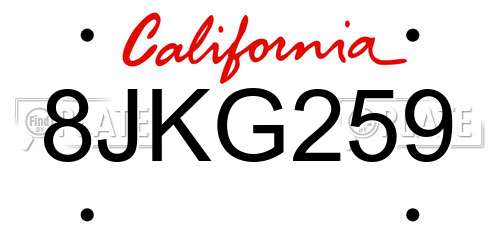 8JKG259 California License Plate