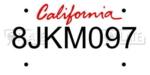 8JKM097 California License Plate