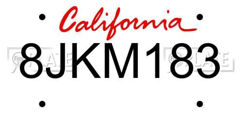 8JKM183 California License Plate
