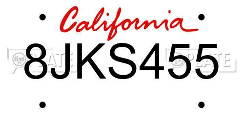 8JKS455 California License Plate