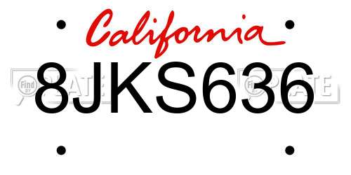 8JKS636 California License Plate