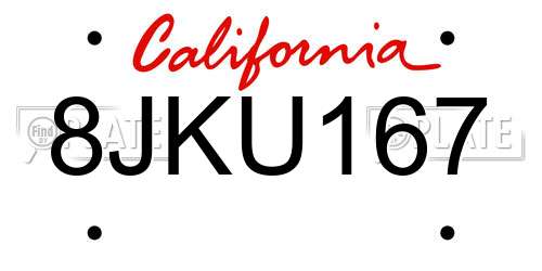 8JKU167 California License Plate