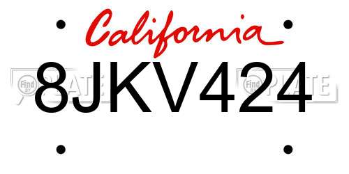 8JKV424 California License Plate