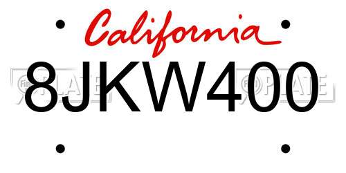 8JKW400 California License Plate