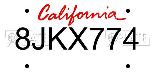 8JKX774 California License Plate