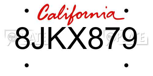 8JKX879 California License Plate
