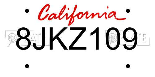8JKZ109 California License Plate