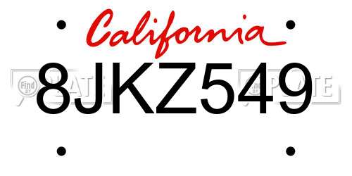 8JKZ549 California License Plate