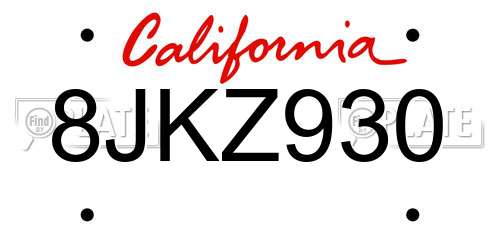 8JKZ930 California License Plate