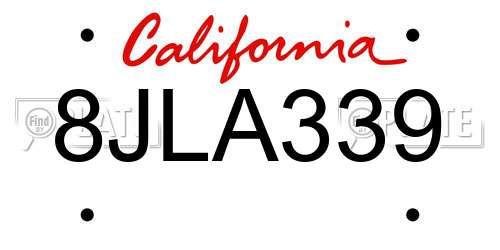 8JLA339 California License Plate