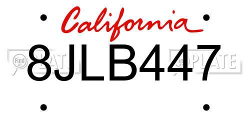 8JLB447 California License Plate