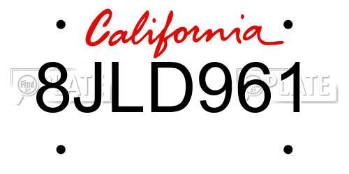 8JLD961 California License Plate