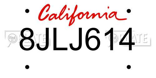 8JLJ614 California License Plate