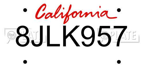 8JLK957 California License Plate
