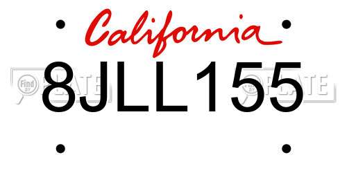 8JLL155 California License Plate