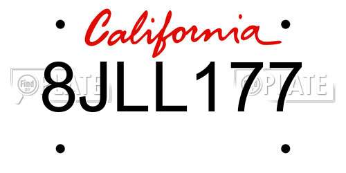 8JLL177 California License Plate