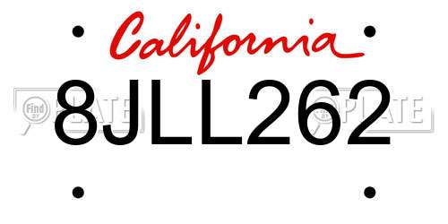 8JLL262 California License Plate