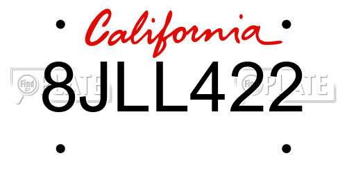 8JLL422 California License Plate