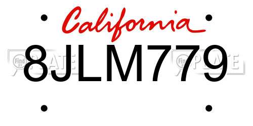 8JLM779 California License Plate