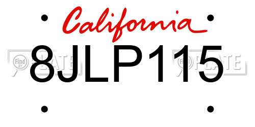8JLP115 California License Plate