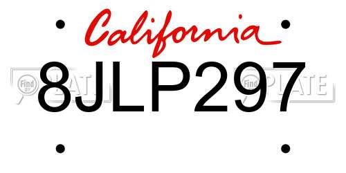 8JLP297 California License Plate