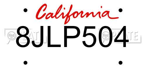 8JLP504 California License Plate