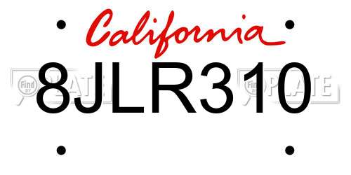 8JLR310 California License Plate