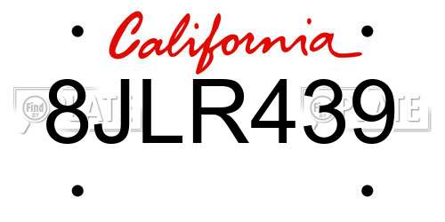 8JLR439 California License Plate