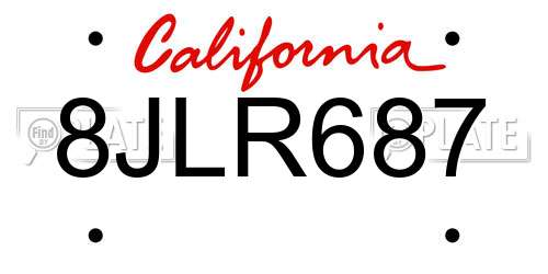 8JLR687 California License Plate