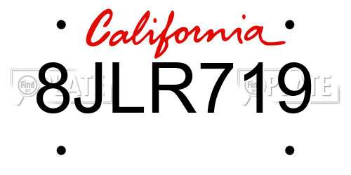 8JLR719 California License Plate
