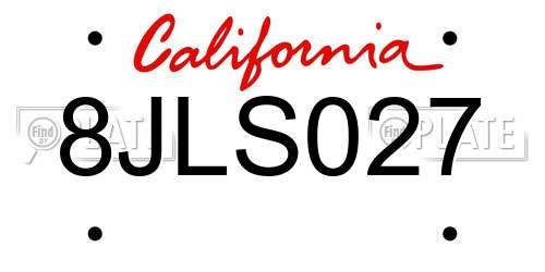 8JLS027 California License Plate