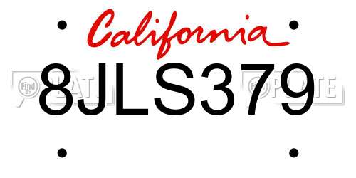 8JLS379 California License Plate