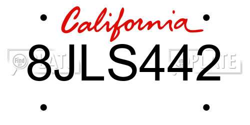 8JLS442 California License Plate