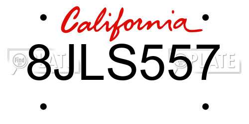 8JLS557 California License Plate