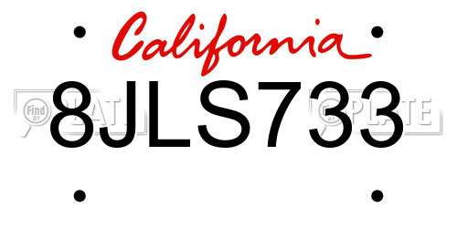 8JLS733 California License Plate