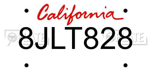 8JLT828 California License Plate