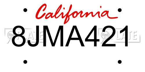8JMA421 California License Plate