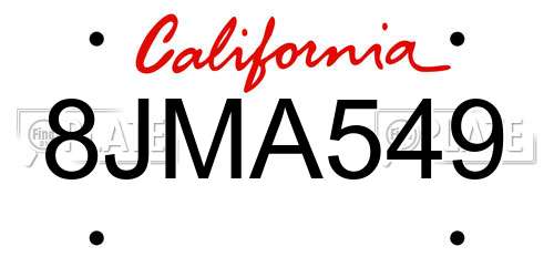 8JMA549 California License Plate