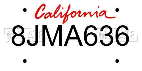 8JMA636 California License Plate