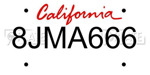 8JMA666 California License Plate